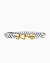 Buckle Classic Cable Bracelet in Sterling Silver with 14K Yellow Gold, 7mm